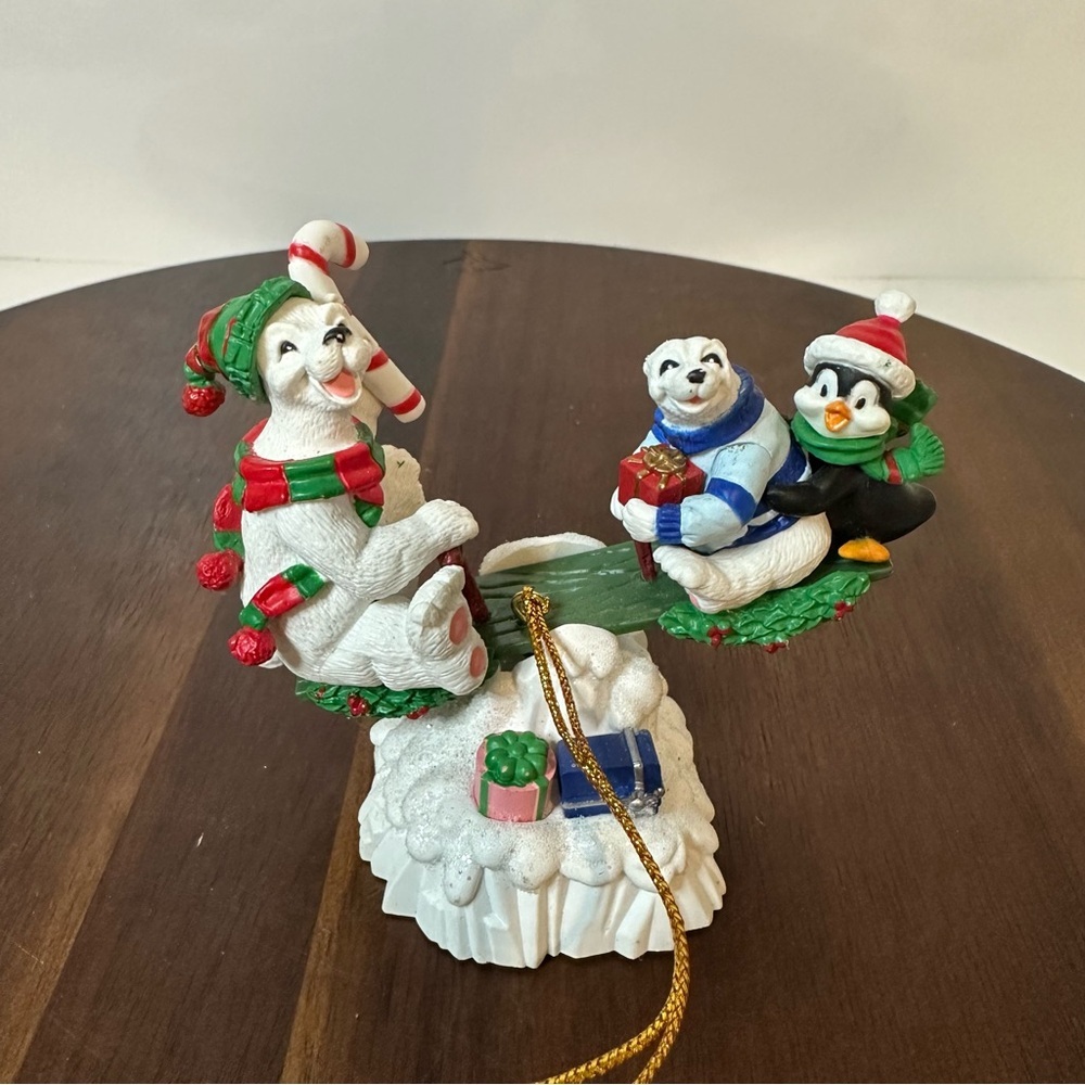 Kirkland Polar Bears & Penguin Teeter Totter Christmas Ornament